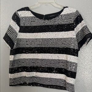 Ark & Co Black and White Sequin Crop Top